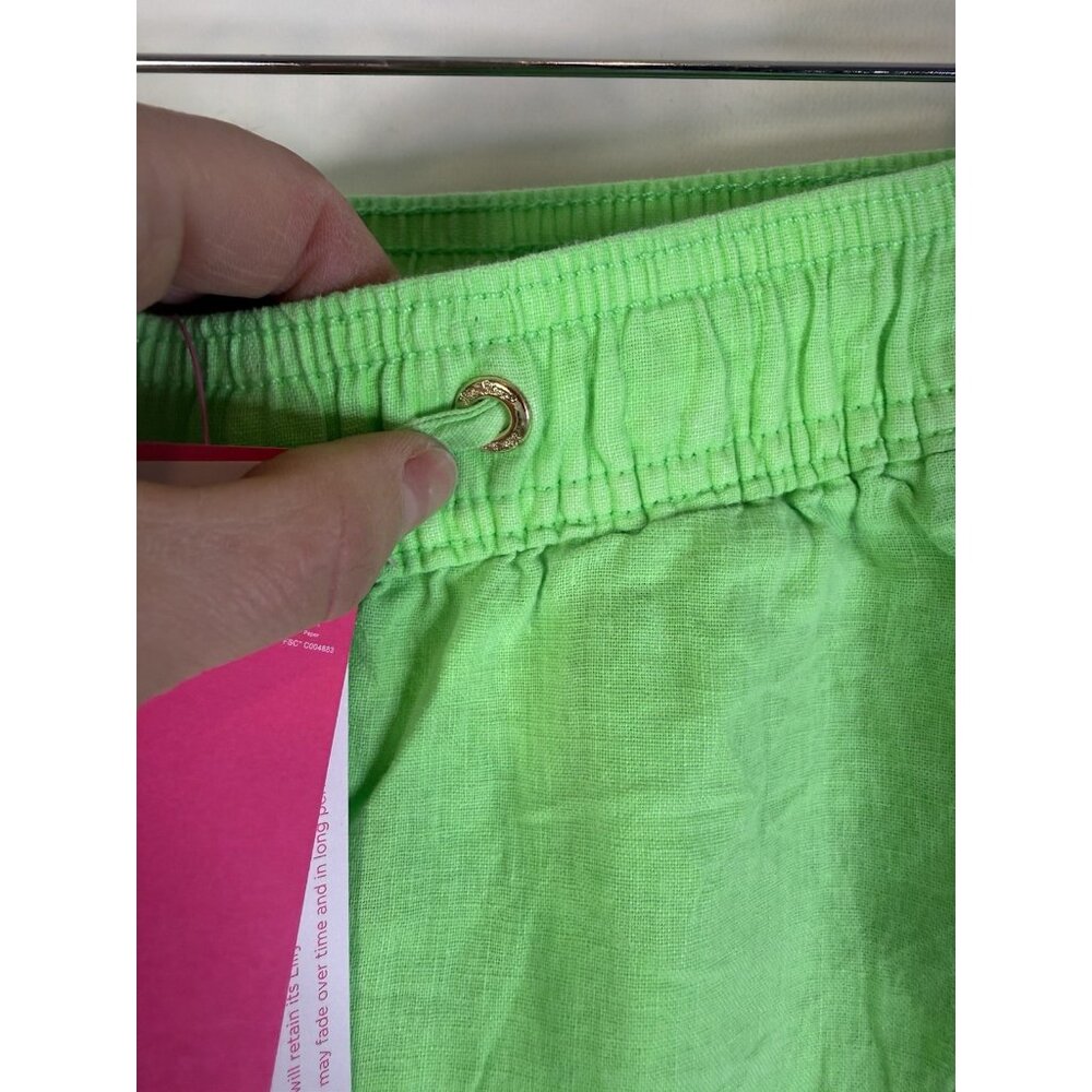 New Lilly Pulitzer Taron Linen Pull on Pants Lime Zest Green - Picture 6 of 8